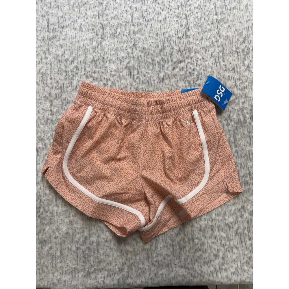 DSG Girls Mid-Rise Stride Shorts Peach Purple Patterned Size M 10-12 NWT